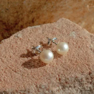 Classic Studs Australian Akoya Broken Bay 7mm AA Sterling Silver