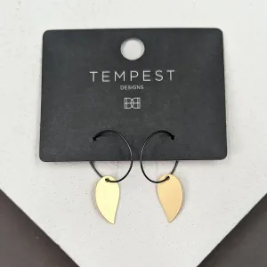Contemporary drop earrings on delicate hoop