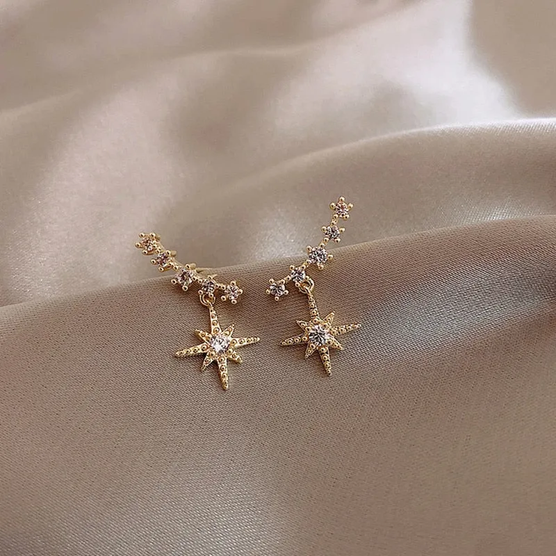 contracted delicate crystal Star temperament Drop earrings