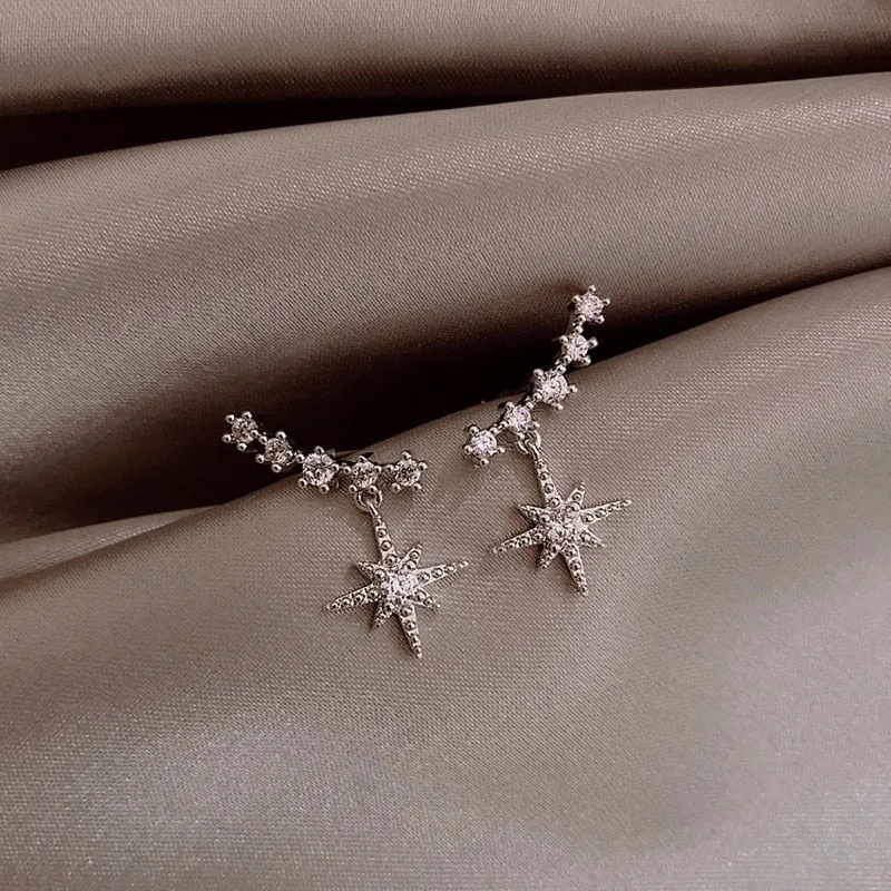 contracted delicate crystal Star temperament Drop earrings