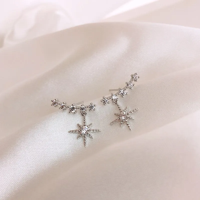 contracted delicate crystal Star temperament Drop earrings