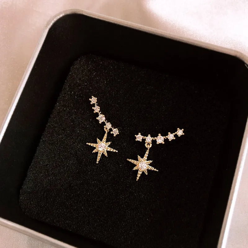 contracted delicate crystal Star temperament Drop earrings