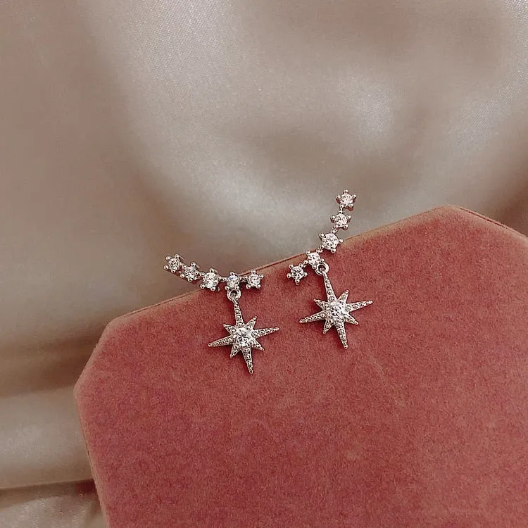 contracted delicate crystal Star temperament Drop earrings