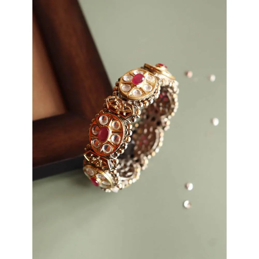 Curio Cottage Meira Kundan and Red Stone Bangles