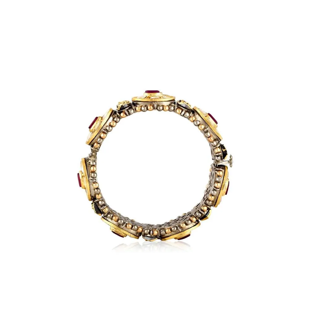 Curio Cottage Meira Kundan and Red Stone Bangles