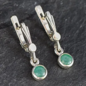 Dangling Emerald Earrings - Natural Emerald Earrings, Emerald Drop Earrings