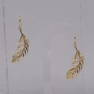 Delicate feather drop earring