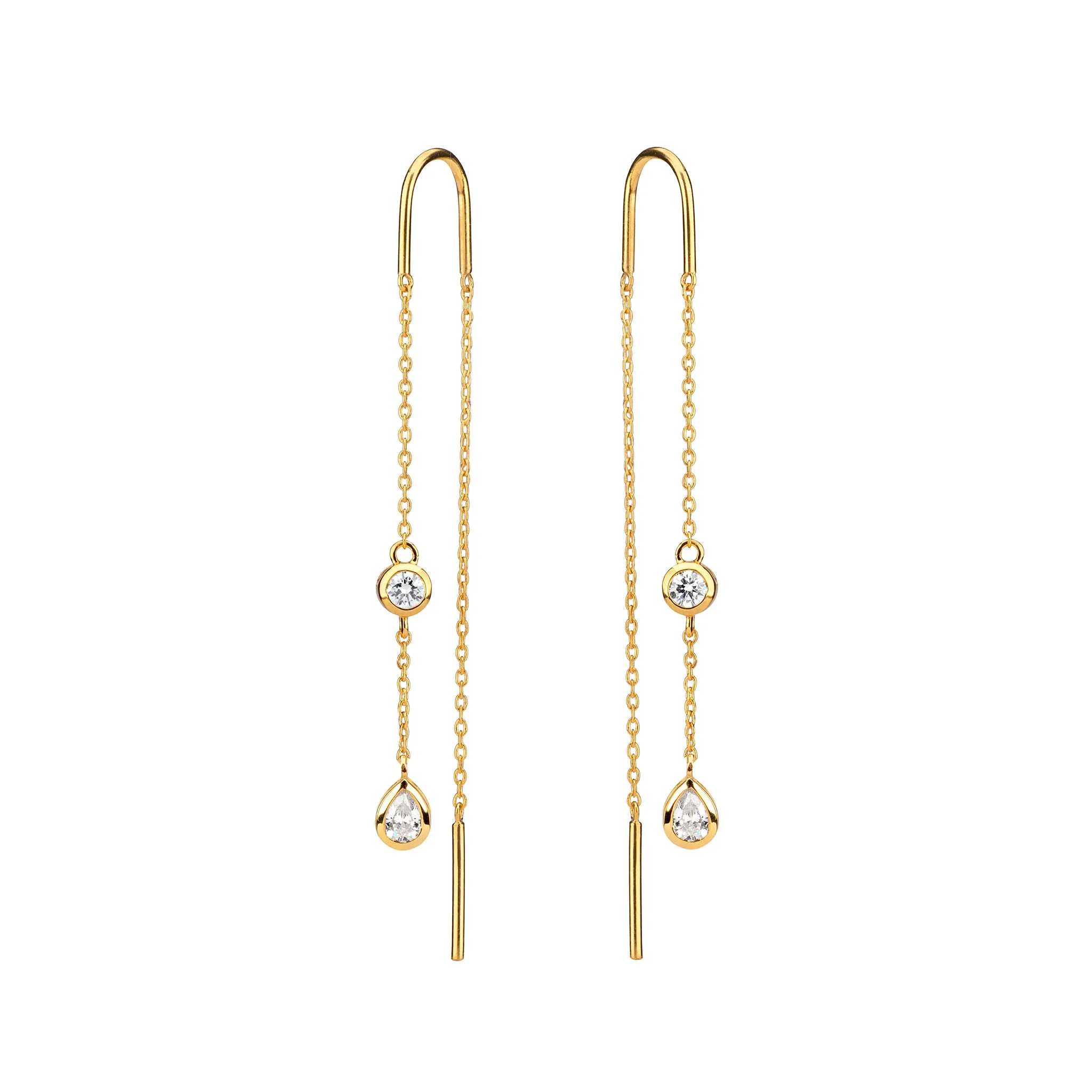 Delicate Gold Diamond Threader Earrings