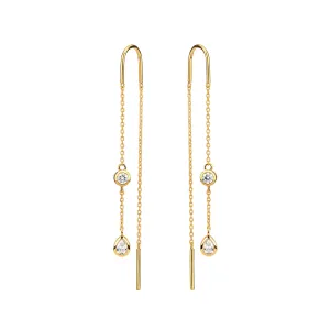 Delicate Gold Diamond Threader Earrings