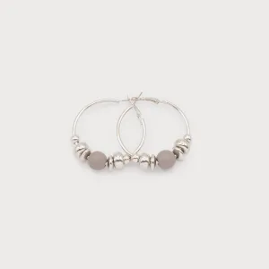 delicate hoops with small glass beads 2608-GRY-S