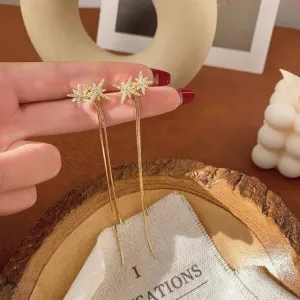 Delicate light luxury zircon fashion tassel earrings