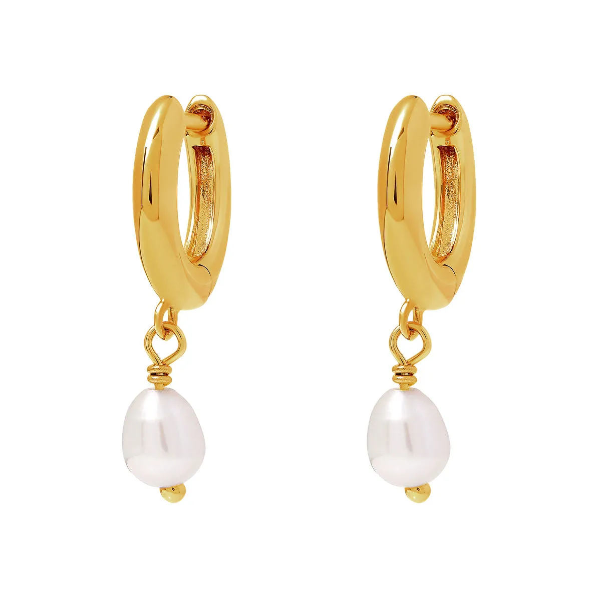 Delicate Pearl Huggies Gold