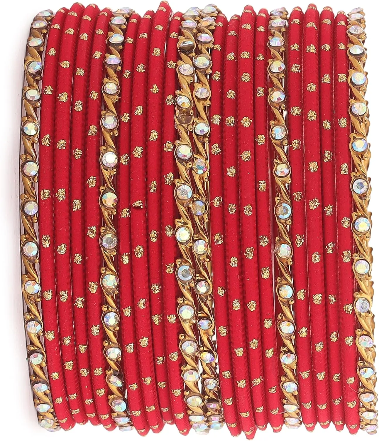 Desi Indian Bangles For Women - Set Of 22 Pcs Bollywood Indian Jewelry Sets For Women, 80s Accessories Bangle Bracelets Party Favors Alloy Metal Churi
