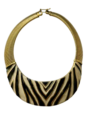 Designer Givenchy Zebra Enamel Collar Necklace