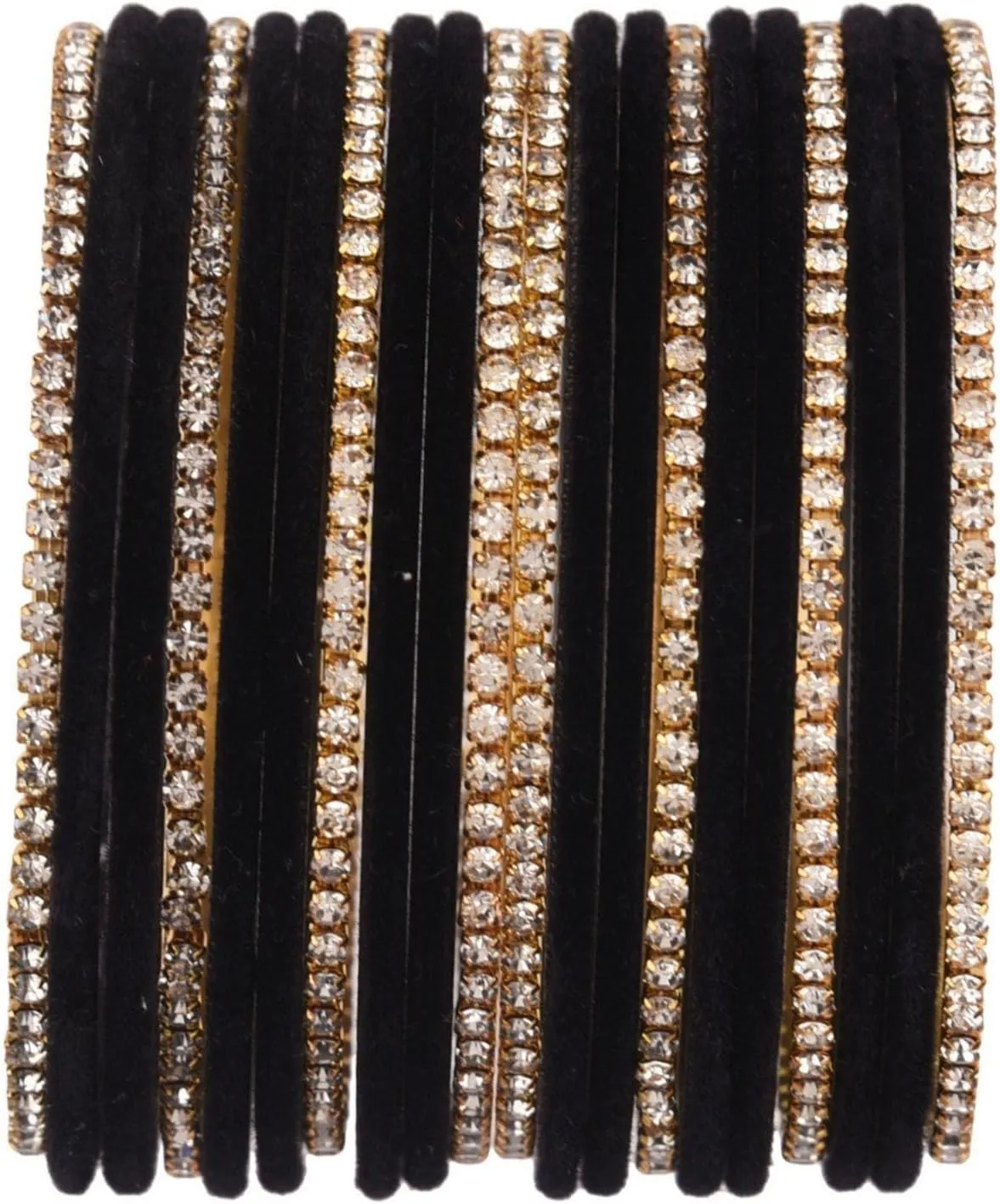 Efulgenz Bollywood Bracelets for Women Indian Bangle Set Rhinestone CZ Crystal Velvet Bracelet Jewelry