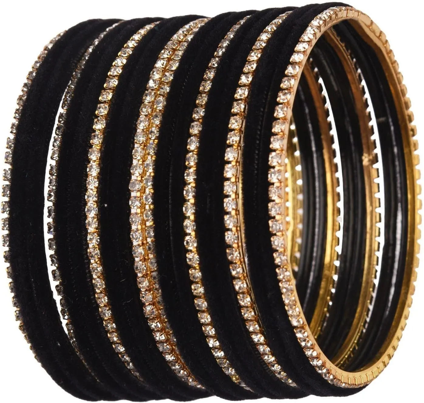 Efulgenz Bollywood Bracelets for Women Indian Bangle Set Rhinestone CZ Crystal Velvet Bracelet Jewelry