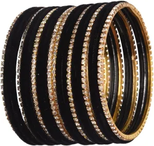 Efulgenz Bollywood Bracelets for Women Indian Bangle Set Rhinestone CZ Crystal Velvet Bracelet Jewelry