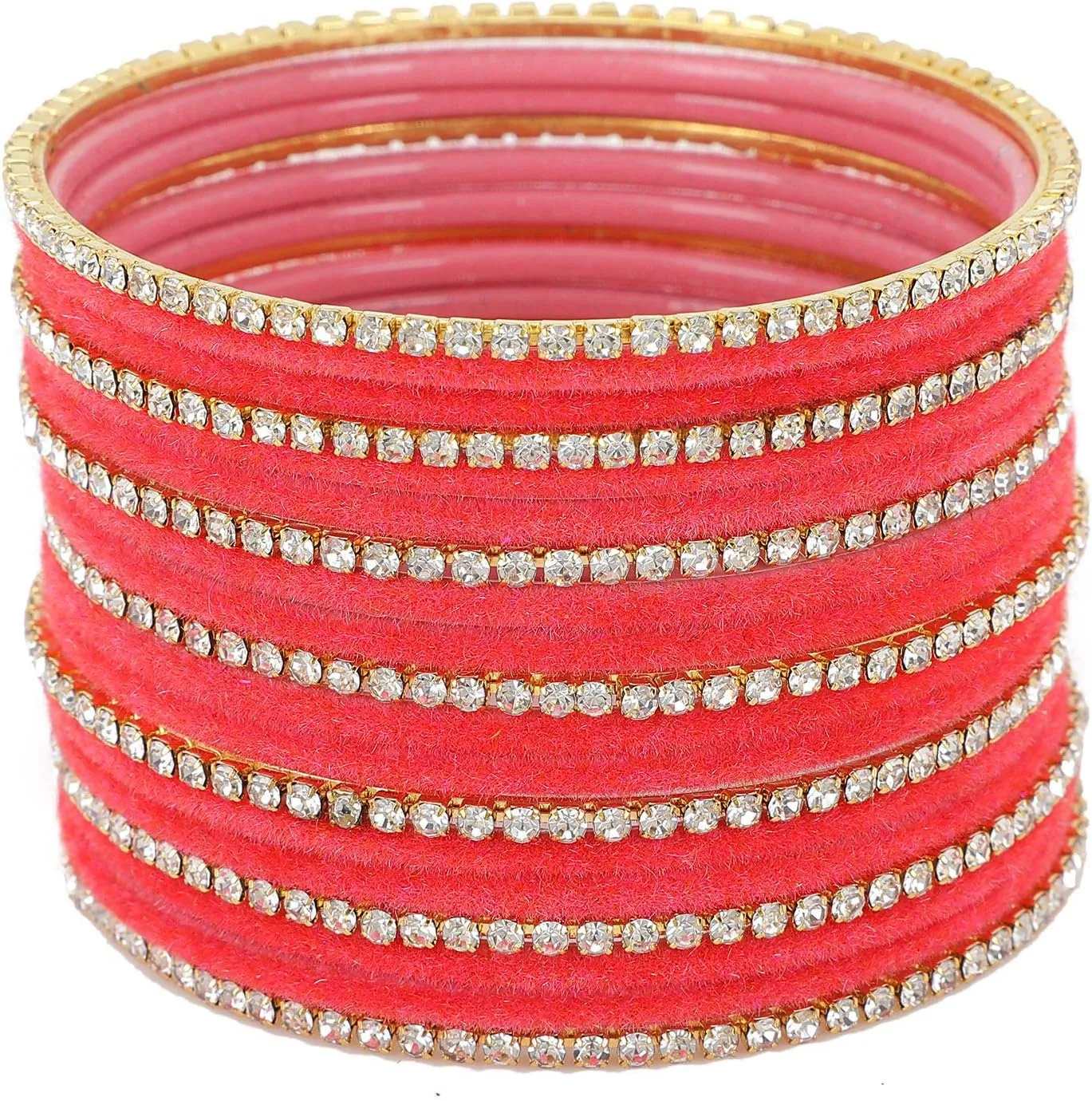 Efulgenz Indian Bangle Set Rhinestone CZ Crystal Wedding Bridal Velvet Bangle Bracelets Jewelry for Women.