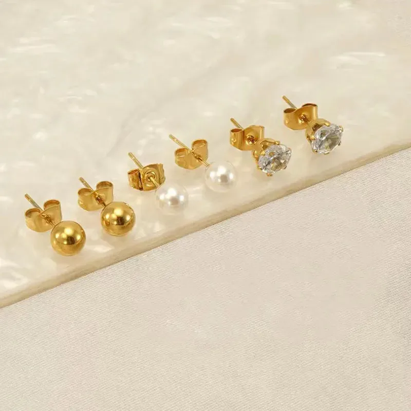Elegant Gold & Pearl Studs Combo