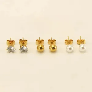 Elegant Gold & Pearl Studs Combo