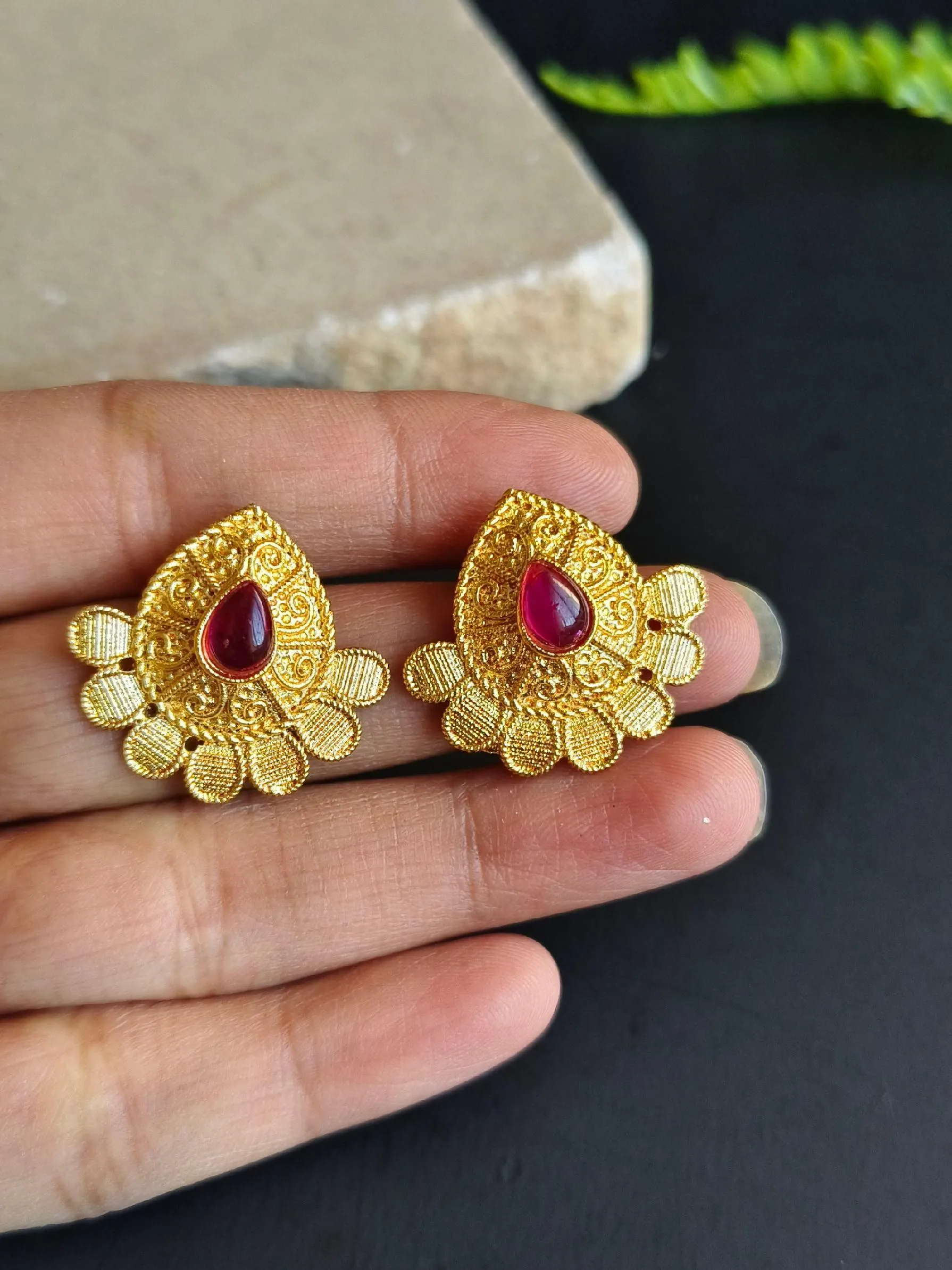 Elegant Gold Plated Stud Earrings for Daily Wear | Sarichka