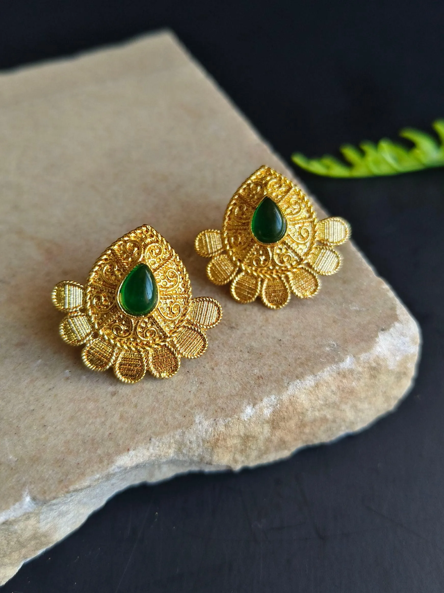 Elegant Gold Plated Stud Earrings for Daily Wear | Sarichka