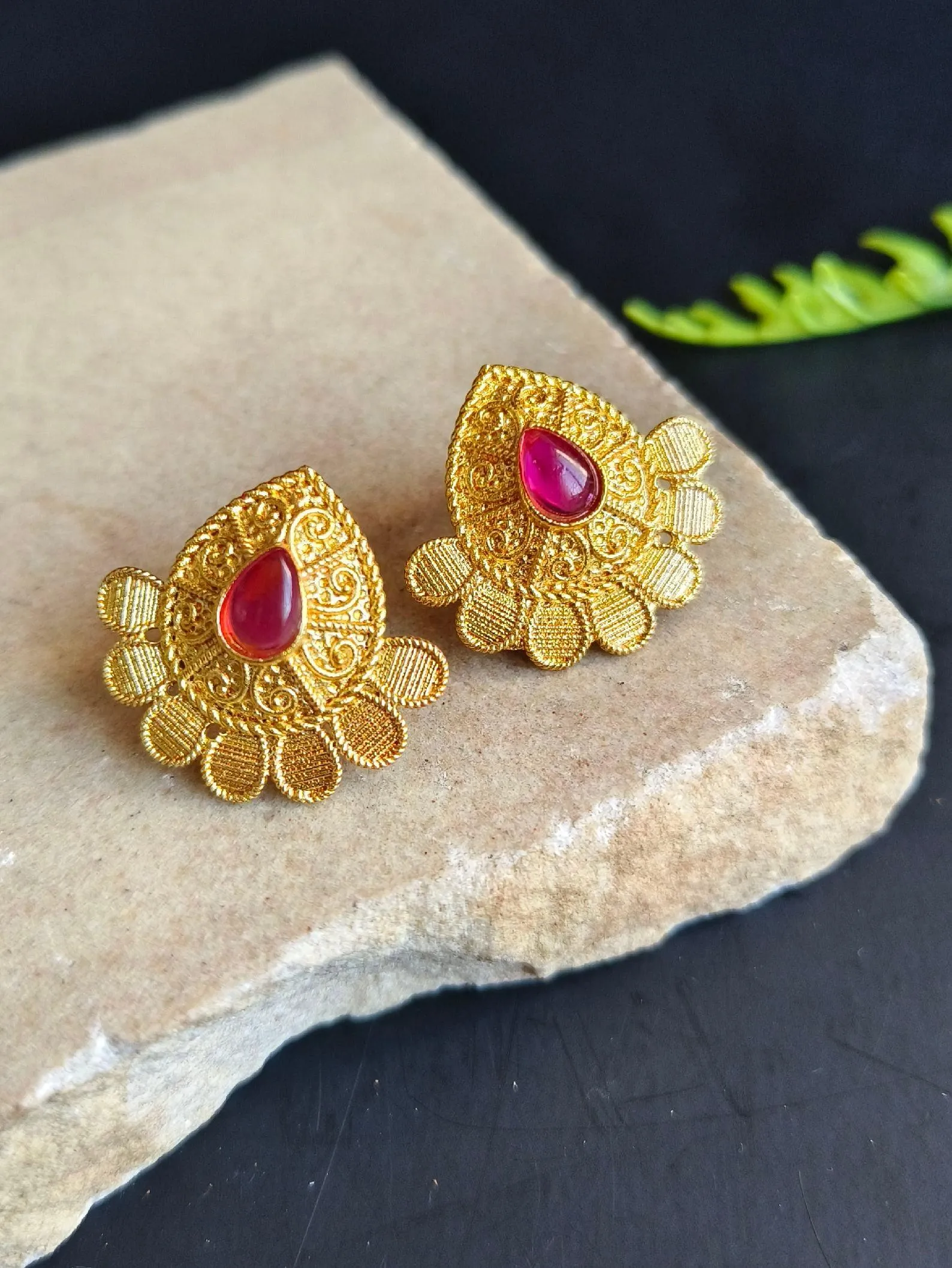 Elegant Gold Plated Stud Earrings for Daily Wear | Sarichka