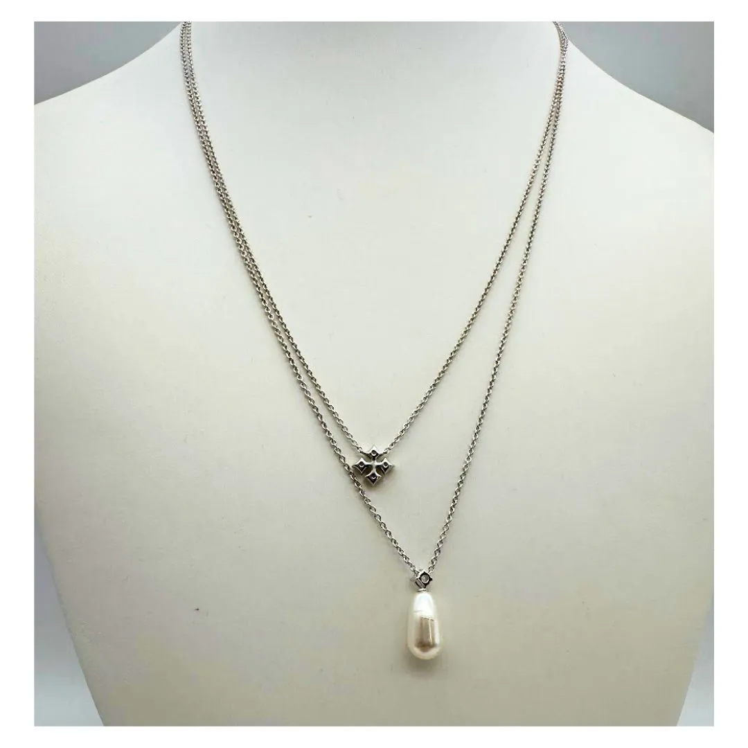 Eliot Danori Imitation Pearl and Cubic Zirconia Layered Pendant Necklace