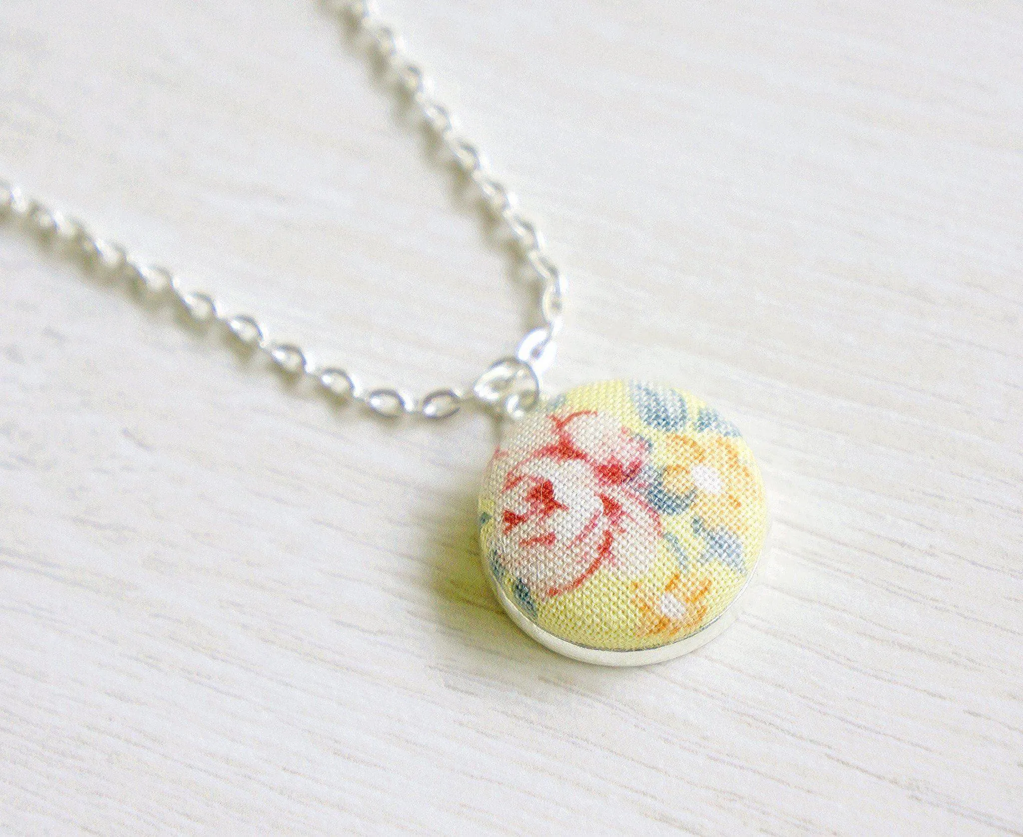 Ellery Rose Handmade Fabric Button Necklace