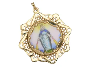 Enamel & Gold Double Sided Mary & Jesus Pendant