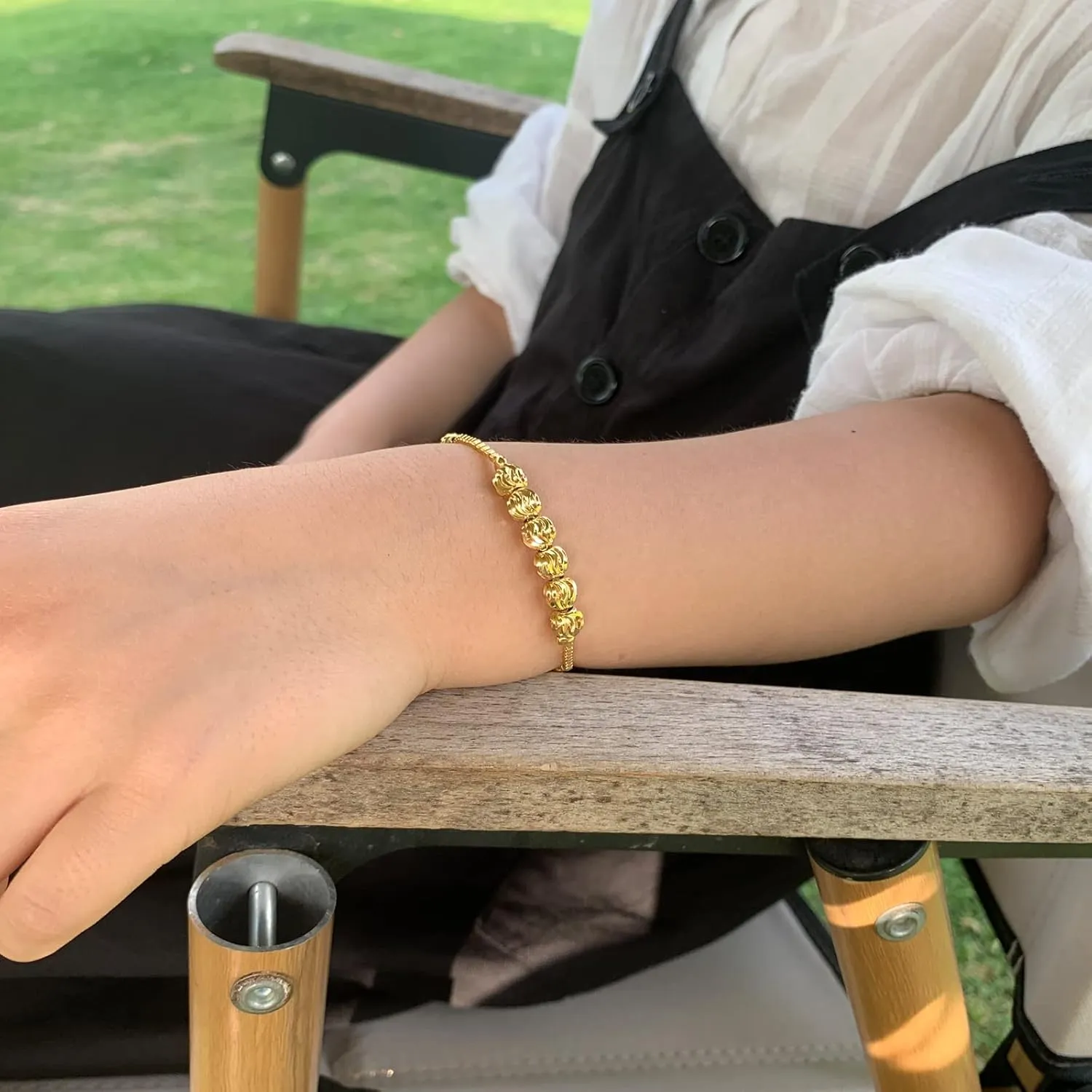 Ethlyn Baby Bracelets for girls 18K Gold Plated Beads Bracelets Bells Baby Girls Birthday Gifts