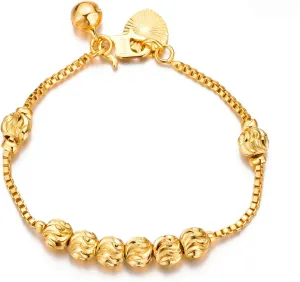 Ethlyn Baby Bracelets for girls 18K Gold Plated Beads Bracelets Bells Baby Girls Birthday Gifts