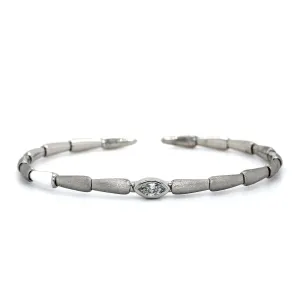 Etho Maria Platinum and Marquise Shaped Diamond Ceramic Cuff Bracelet