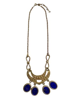 Etruscan Gold Lapis Glass Pendant Necklace