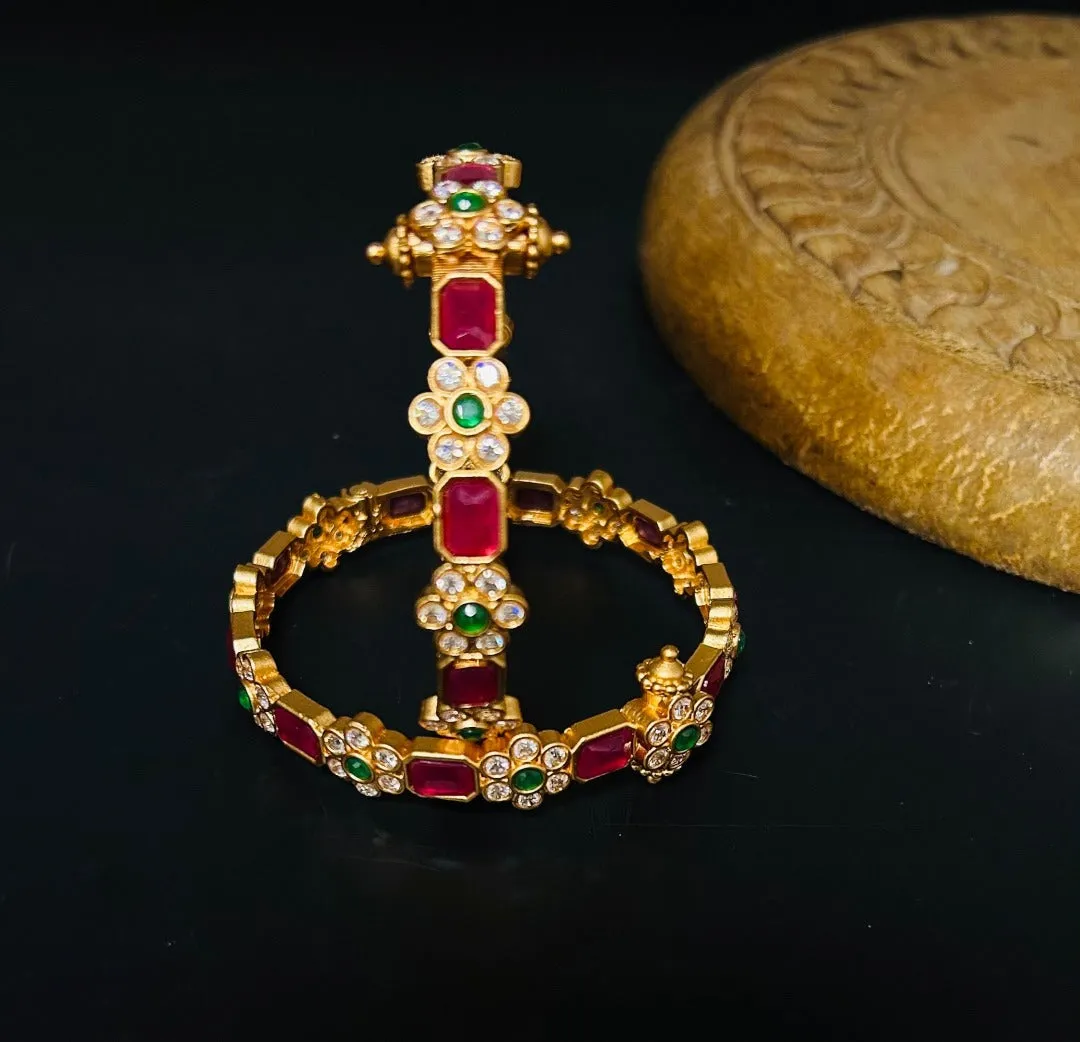Farah Multi Stone Temple Bangle Pair