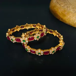 Farah Multi Stone Temple Bangle Pair