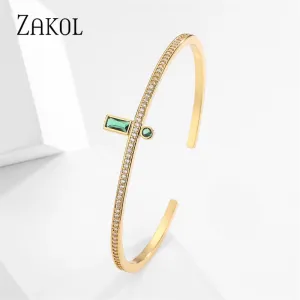 Fashion Cuff Green Crystal Bangles Bracelets