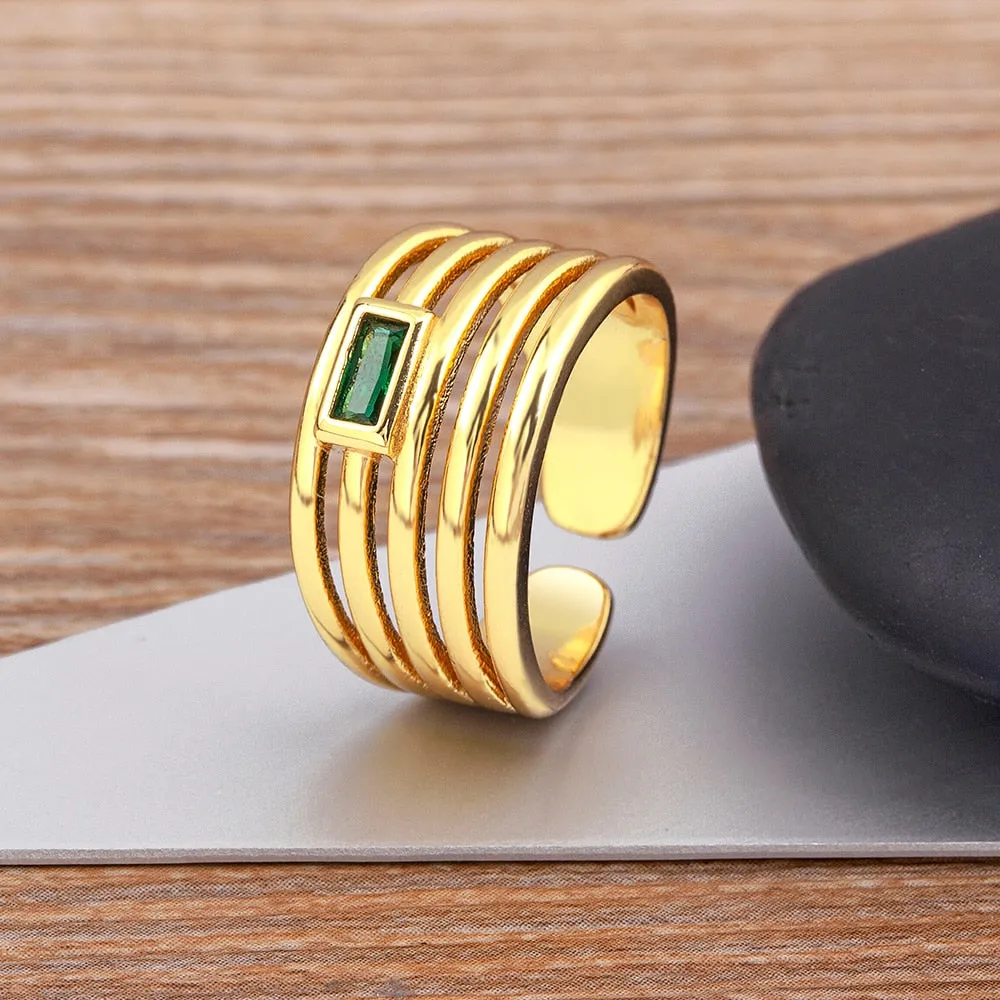 Fashion Simple Design Multi-Layer Geometric Adjustable Ring