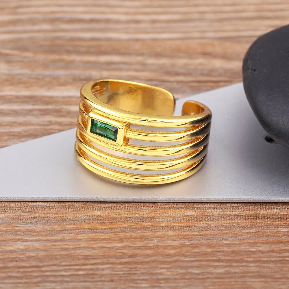 Fashion Simple Design Multi-Layer Geometric Adjustable Ring