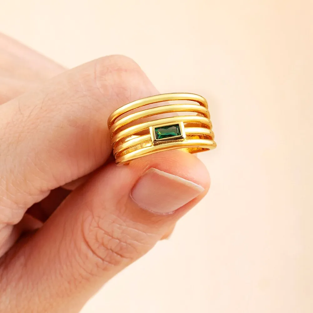 Fashion Simple Design Multi-Layer Geometric Adjustable Ring