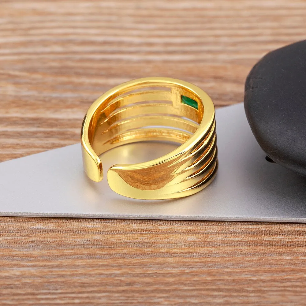 Fashion Simple Design Multi-Layer Geometric Adjustable Ring