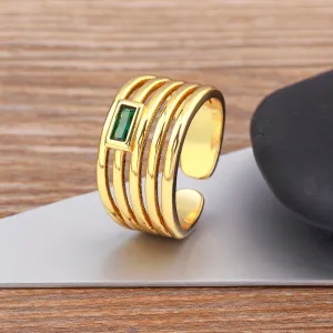 Fashion Simple Design Multi-Layer Geometric Adjustable Ring