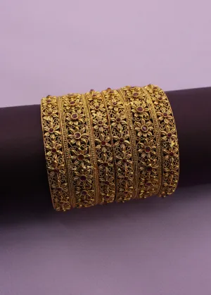 FLORET PINK STONE BANGLES