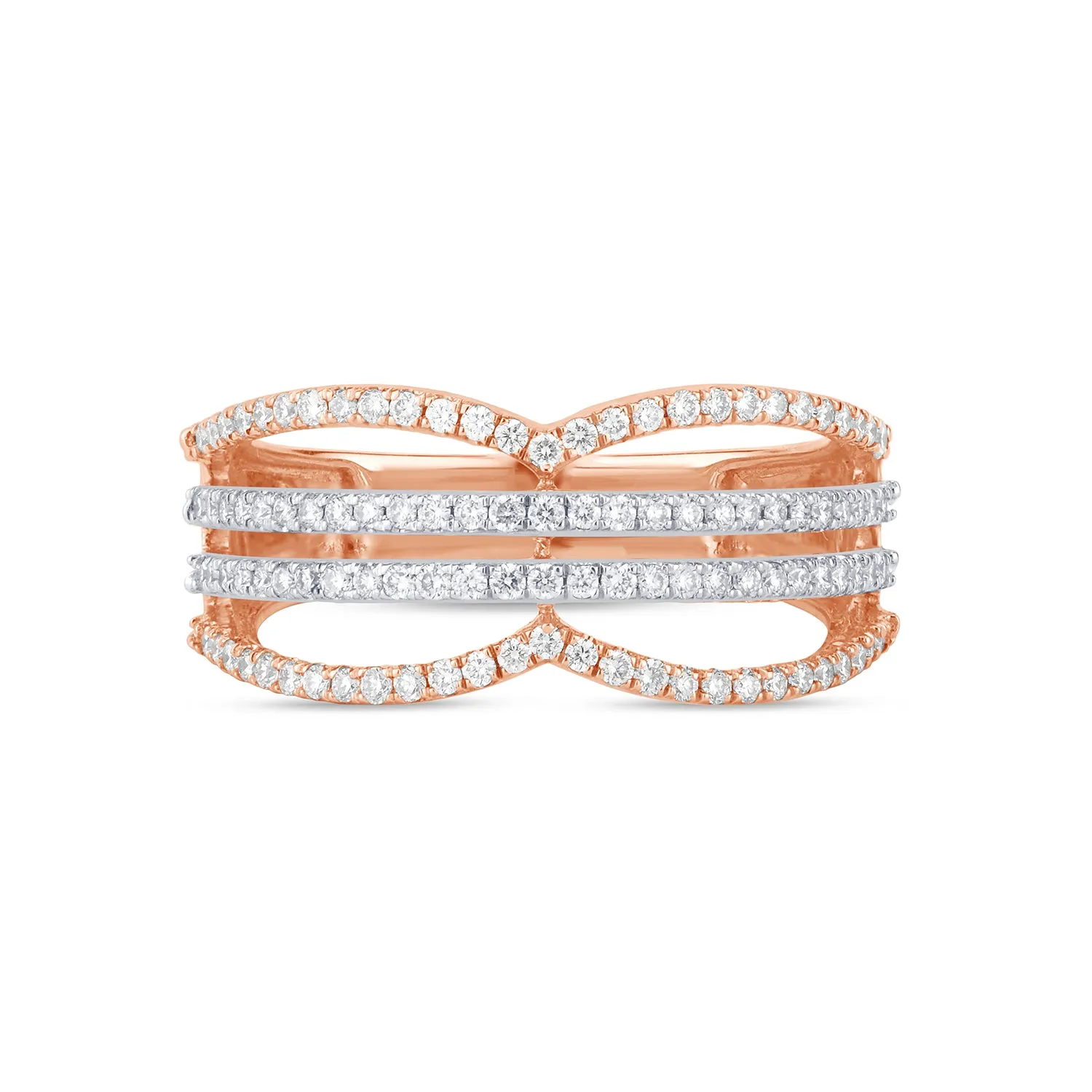 Four Row  Diamond Statement Ring