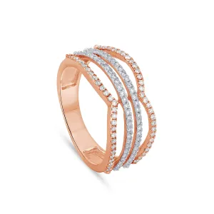 Four Row  Diamond Statement Ring
