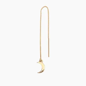Gamma Phi Crescent Moon Threader Earring in 14k Gold (single earring)
