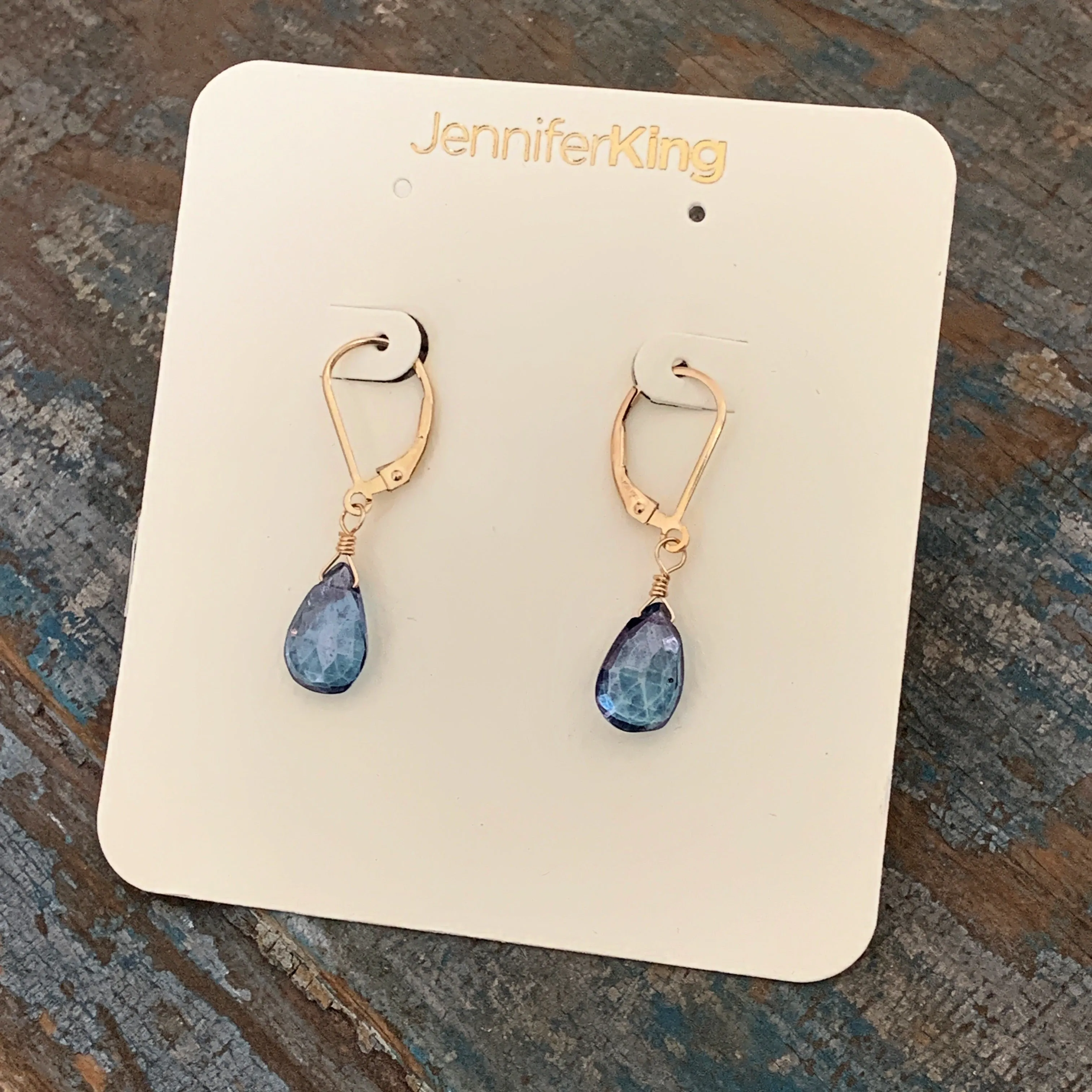 Gem Drop Earrings / Blue