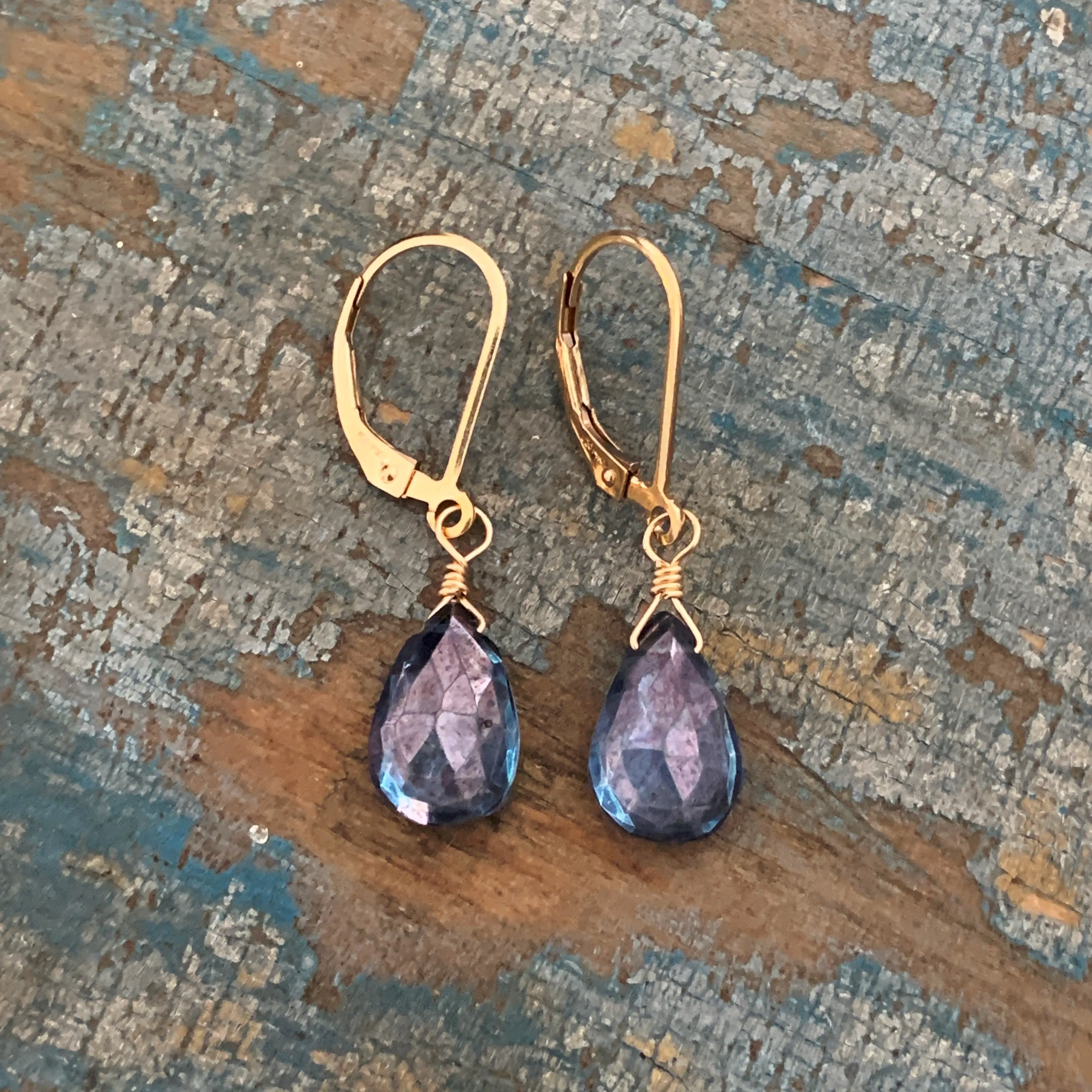 Gem Drop Earrings / Blue