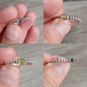 Gemstone Sterling Silver Ring Stacking Simple Oval