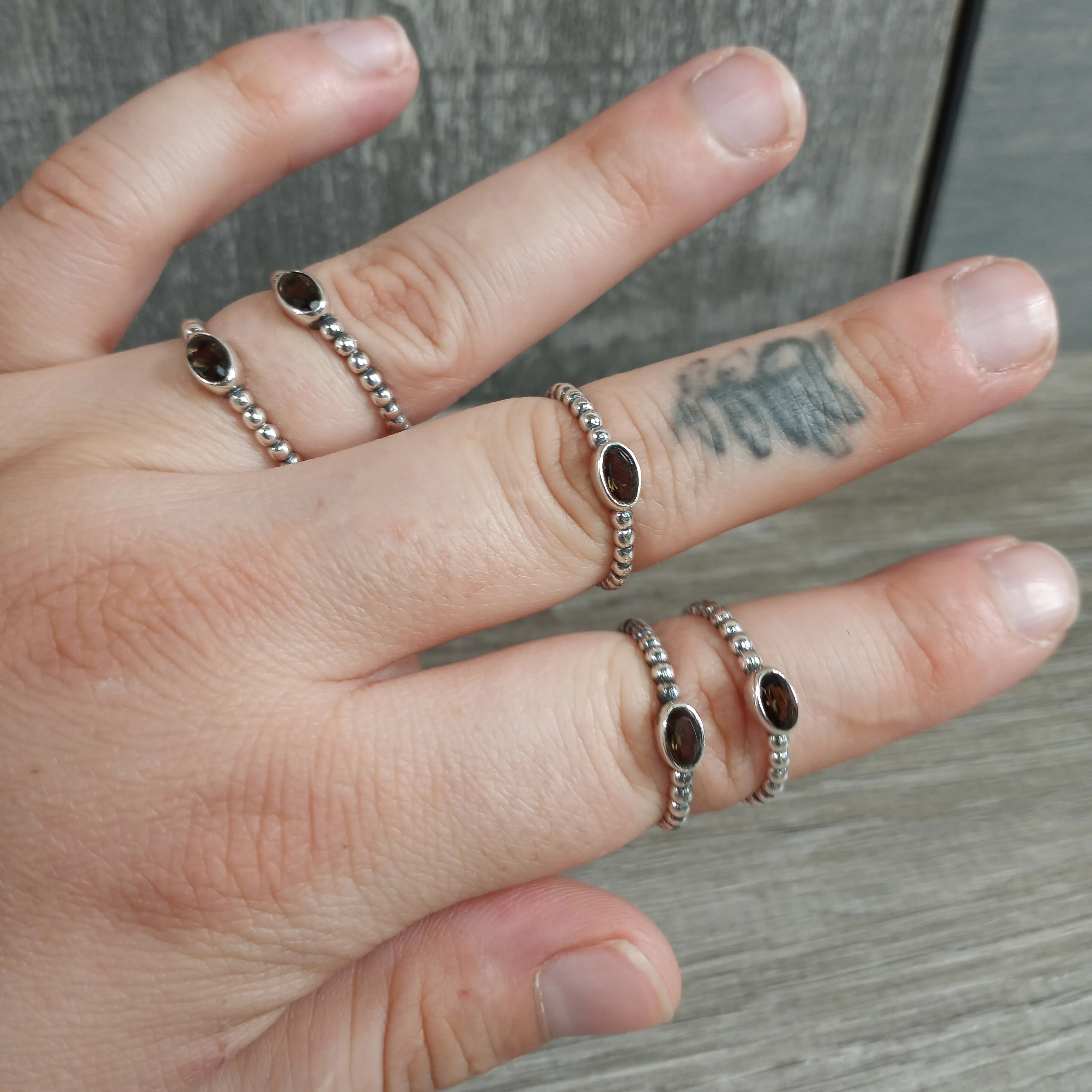 Gemstone Sterling Silver Ring Stacking Simple Oval